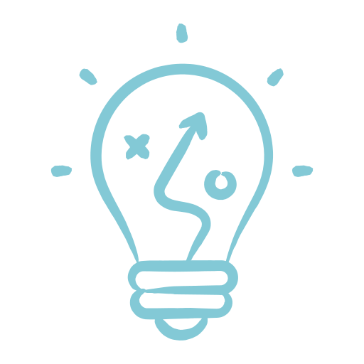 Illustration of a light bulb with a strategy plan graphic inside, featuring arrows and an 'X', symbolizing ideas or strategic thinking.
